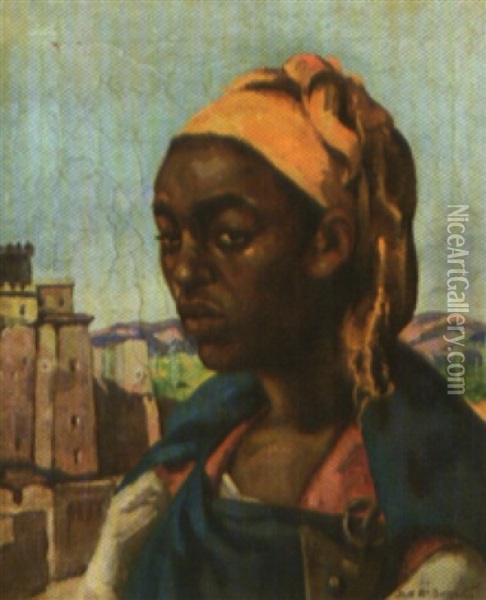 Portrait De Marocaine Oil Painting - Jose Maria Palma Burgos