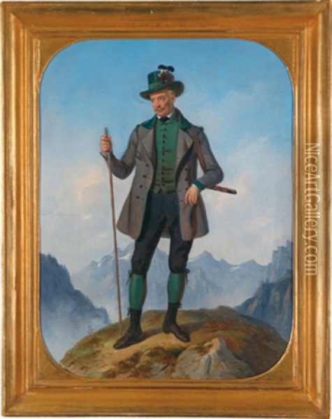 Portrat Des Erzherzogs Johann Im Jagdkostum Mit Flinte Oil Painting - Johann Nepomuk Mayer