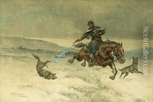 A Ride For Life Oil Painting - Herman Wendleborg Hansen