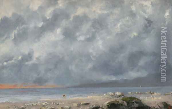 Beach Scene Oil Painting - Gustave Courbet