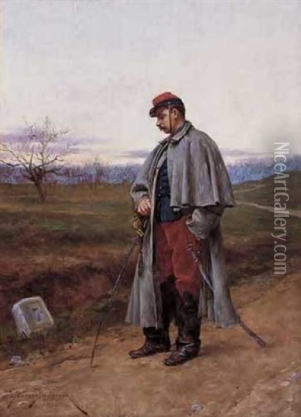 The Weary Soldier Oil Painting - Etienne Prosper Berne-Bellecour