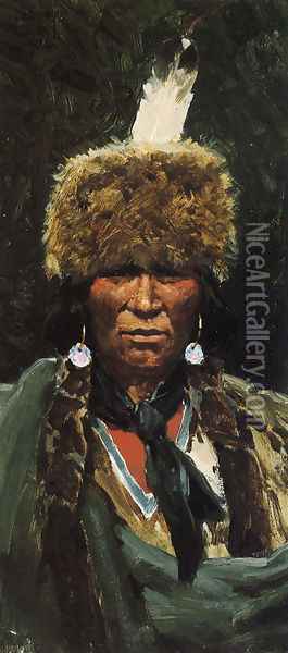 Chief Ogallala Fire Oil Painting - Henry Farny