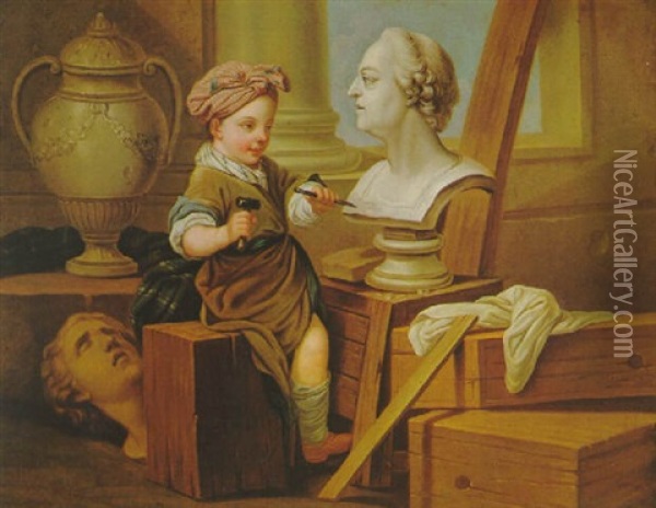 Allegorie Der Bildhauerei Oil Painting - Carle van Loo