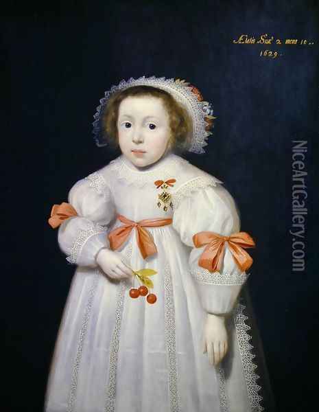 Portrait of a Young Girl Oil Painting - Cornelis I Johnson
