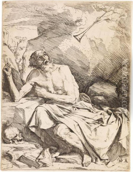 Der Heilige Hieronymus Vernimmt Die Klange Des Jungstengerichts. Oil Painting - Jusepe de Ribera