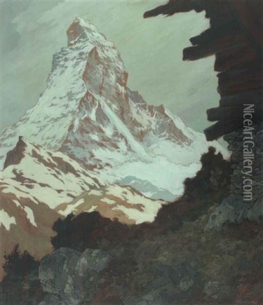 Das Matterhorn Von Nordosten Oil Painting - Hugo Hodiener (Hodina)