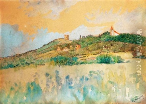 Felvideki Taj Varral (landscape With A Castle) Oil Painting - Laszlo Mednyanszky