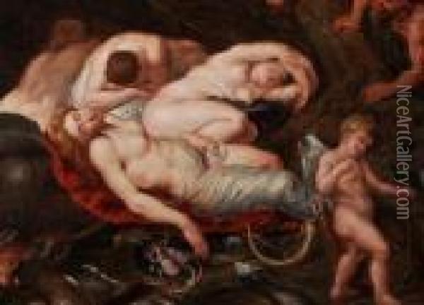 Die Jagdgottin Diana Wird Von Sartyren Im Schlaf Uberrascht Oil Painting - Jan Brueghel the Younger