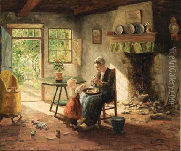 Mother's Little Helper Oil Painting - Evert Pieters