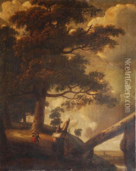 Wooded Landscapes With Travellers Oil Painting - Jacques D Arthois