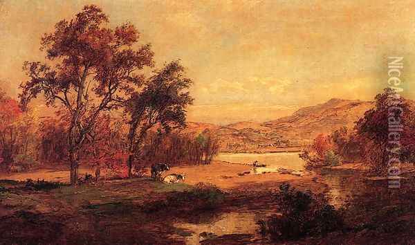 By the Lake Oil Painting - Jasper Francis Cropsey