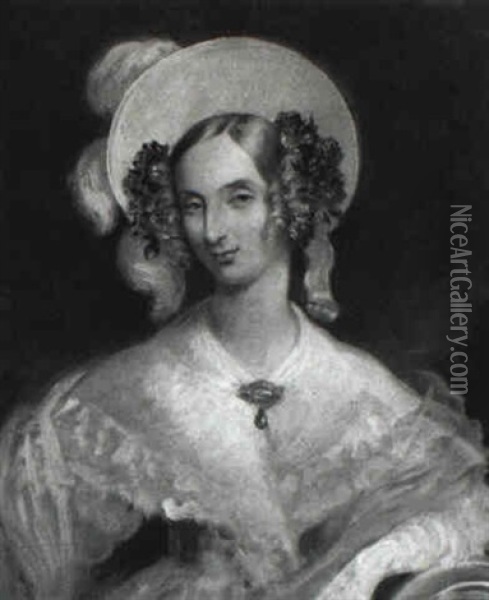 Portrait Of Queen Louise Of Belgium (1812-1850) Oil Painting - George Hayter