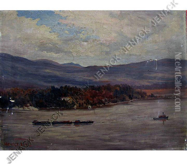Barges On The Hudson Oil Painting - Henry Ch. Lee