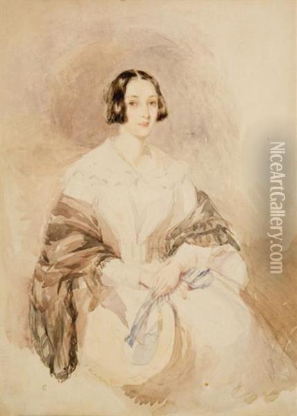 Portrait Of A Woman, Possibly 
Princess Anna Feodora Ofleiningen, Queen Victoria's Half Sister Oil Painting - Franz Xavier Winterhalter