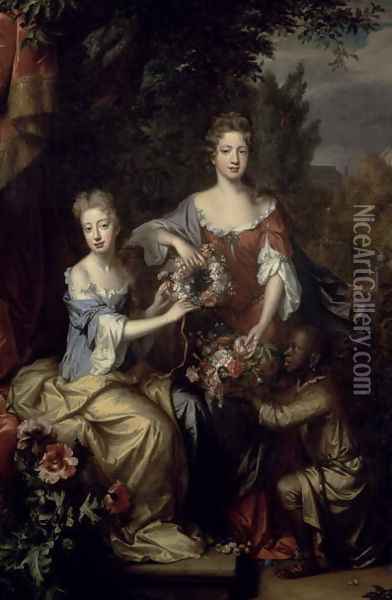 Portrait of Lady Frances Lady Coningsby (1675-1714-15) and Lady Katherine Jones Oil Painting - William Wissing or Wissmig