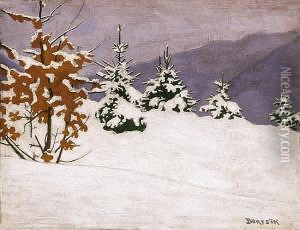 Snow-covered Trees Oil Painting - Samu Bortsok