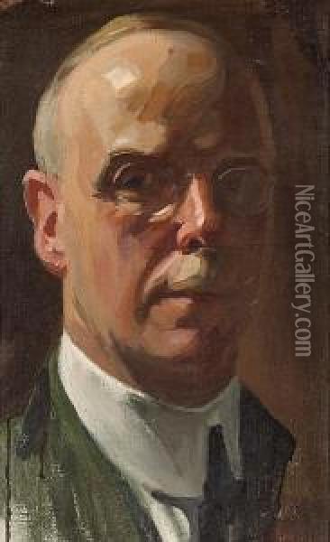 Portrait Of Ambrose Bierce Oil Painting - Richard Langtry Partington