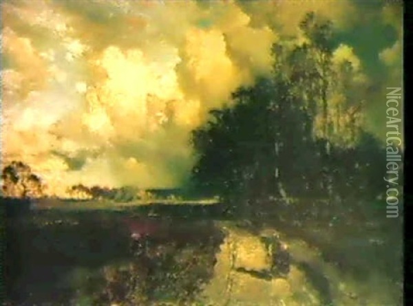 Landschaft Bei Gewitters- Timmung Oil Painting - Thomas Moran