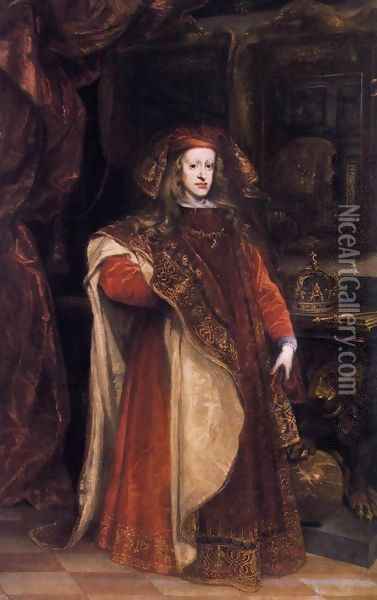 Charles II as Grandmaster of the Golden Fleece Oil Painting - Juan Carreno De Miranda
