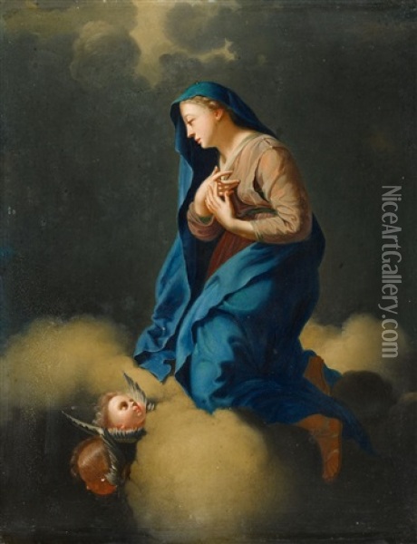 The Virgin Among Clouds Oil Painting - Frans Bartholomeus Douven