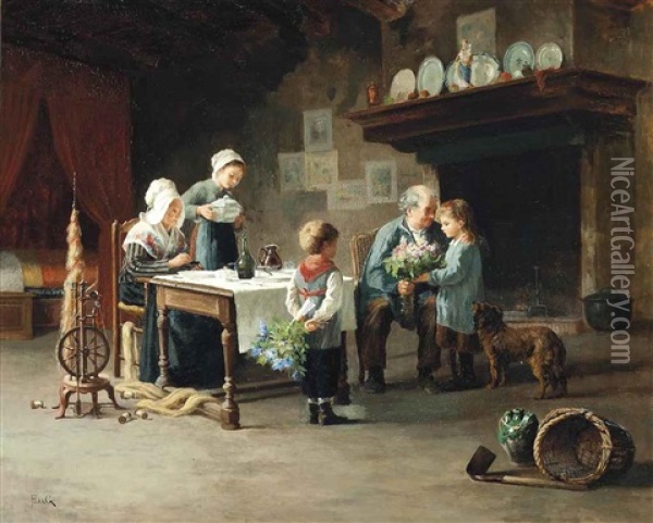 Flowers For Grandfather Oil Painting - Jean-Paul Haag