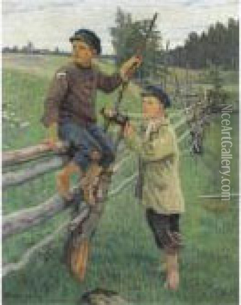 Country Boys Oil Painting - Nikolai Petrovich Bogdanov-Belsky