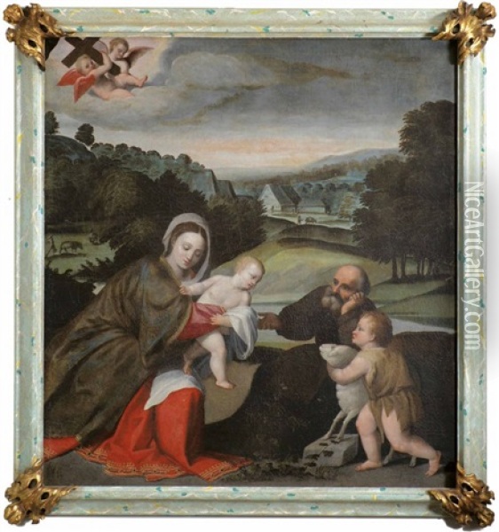 Heilige Familie Mit Dem Johannesknaben Oil Painting - Polidoro da Lanciano