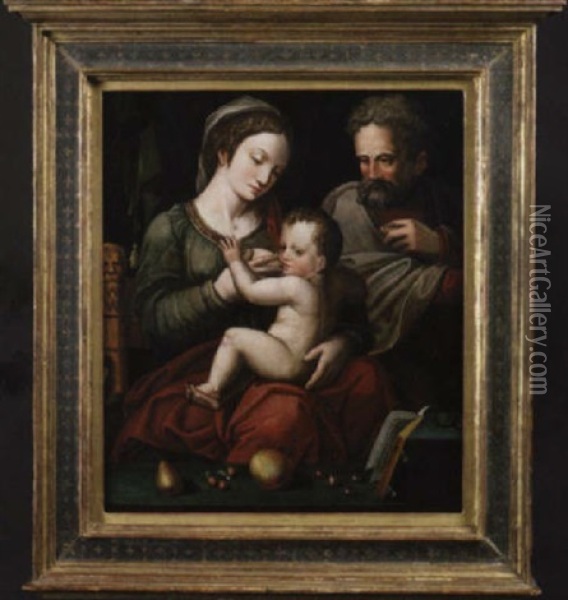 Madonna Mit Dem Jesuskind Und Dem Heiligen Joseph Oil Painting - Ambrosius Benson