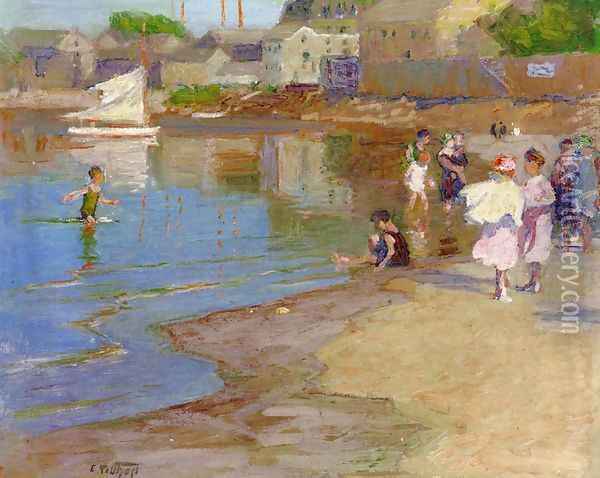 Children Playing at the Beach Oil Painting - Edward Henry Potthast