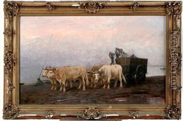 attelage De Boeufs Oil Painting - Albert Charpin