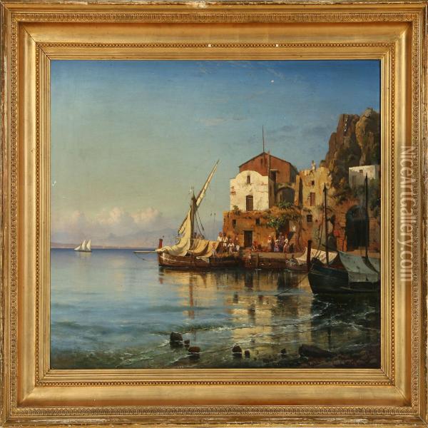 View Of An Italian Port Oil Painting - Carl Frederick Sorensen