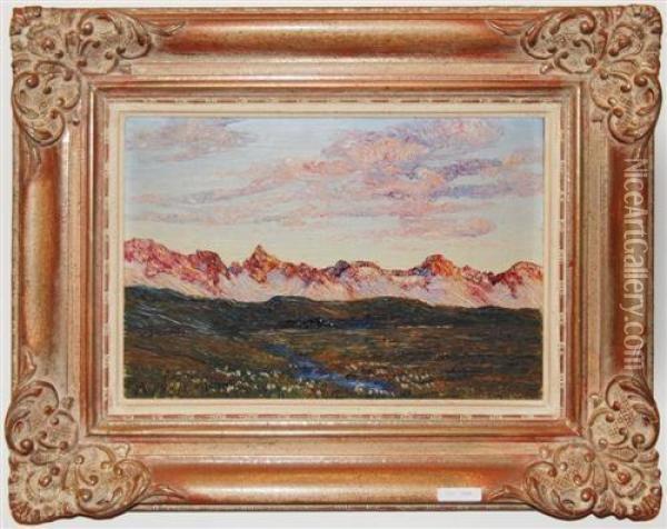 Mountain Landscape. Oil Painting - Rodolfo Olgiati