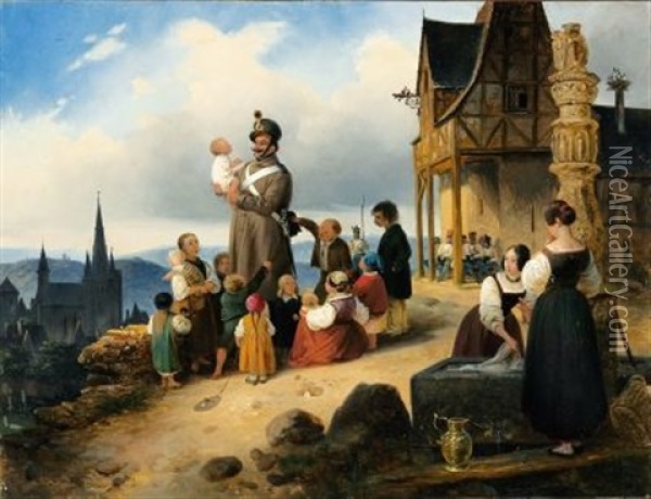 Die Gluckliche Heimkehr Oil Painting - Gustav (Augustin G.) Lasinsky