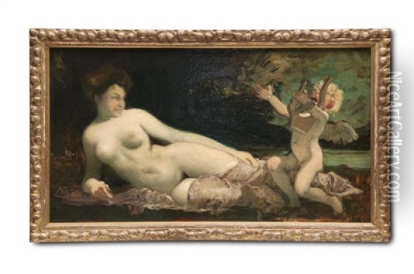 Venus Und Amor Oil Painting - Erich Kips