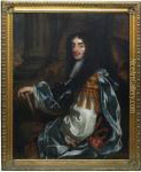 A Three-quarter Length Portait Of Charles Ii Oil Painting - Sir Peter Lely