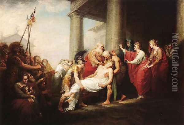 Priam Returning to His Family with the Dead Body of Hector Oil Painting - John Trumbull