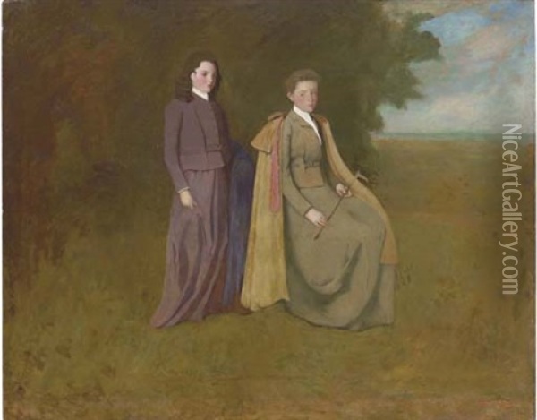 The Thomas Sisters Oil Painting - George de Forest Brush