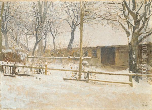Ins Im Winter Oil Painting - Albert Anker