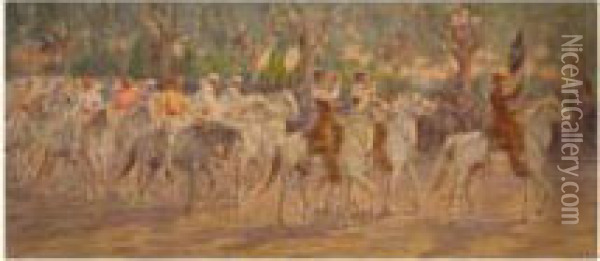 Procession Camarguaise Oil Painting - Eugene Cartier