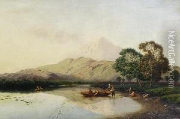 Fishing On The River Oil Painting - Edwin H., Boddington Jnr.