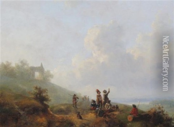 The Hunting Party Oil Painting - Theodorus Hentzepeter