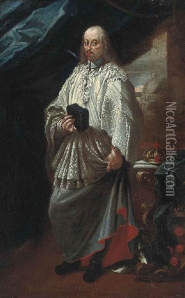 Portrait Of Cosimo Iii De Medici, Grand Duke Of Tuscany (1642-1723)in The Vestments Of A Canon Of Saint Peter's, Rome... Oil Painting - Carlo Maratta