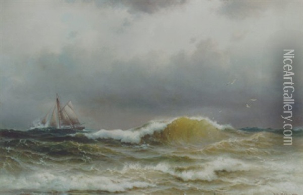 Atlanterhavsbraending Oil Painting - Vilhelm Melbye