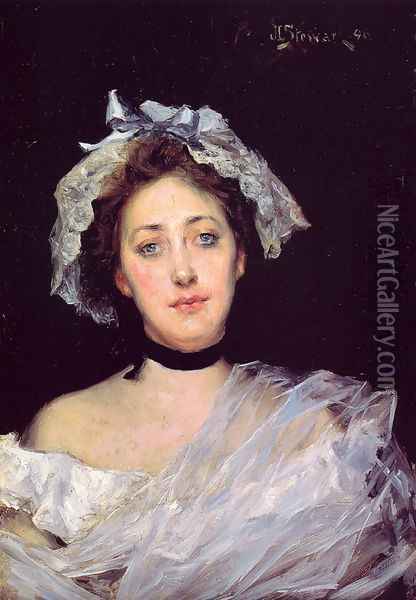An English Lady Oil Painting - Julius LeBlanc Stewart