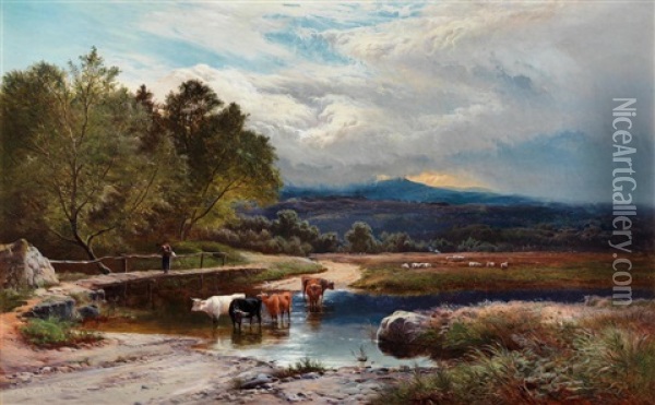 Crossing The Ford Oil Painting - Sidney Richard Percy