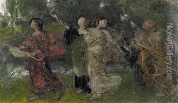 Der Abendgesang (preliminary Study) Oil Painting - Wilhelm Volz