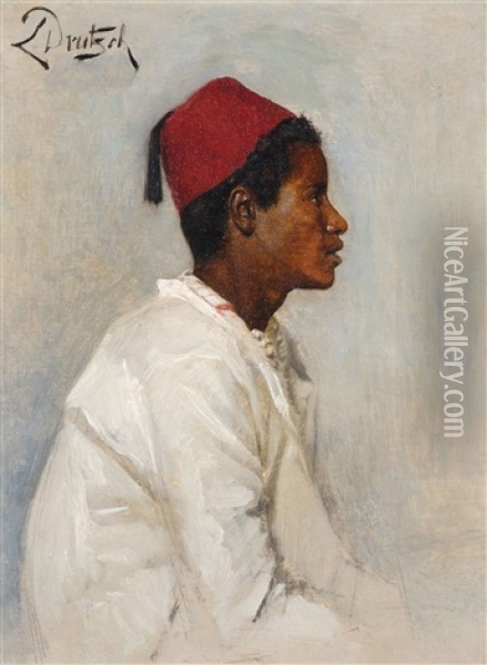 Junger Orientale Im Profil Oil Painting - Ludwig Deutsch
