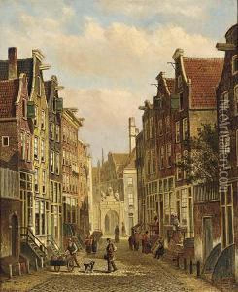 Heiligeweg Amsterdam Oil Painting - Oene Romkes De Jongh