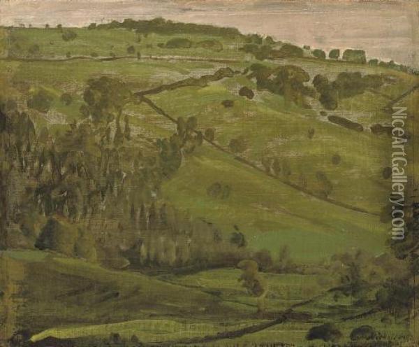 Lansdown, A View Of The Valley Oil Painting - William Nicholson