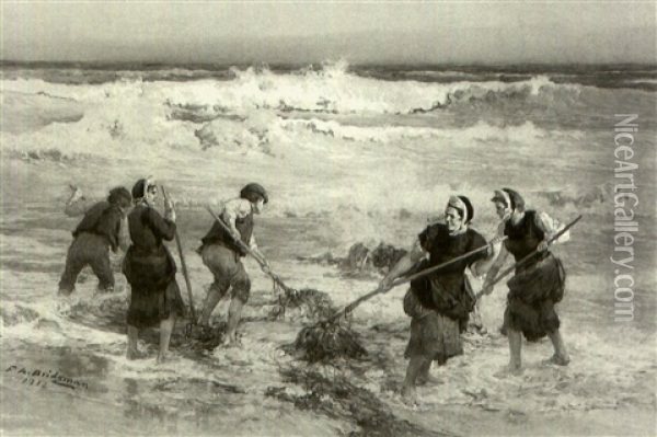 Gathering Seaweed Oil Painting - Frederick Arthur Bridgman